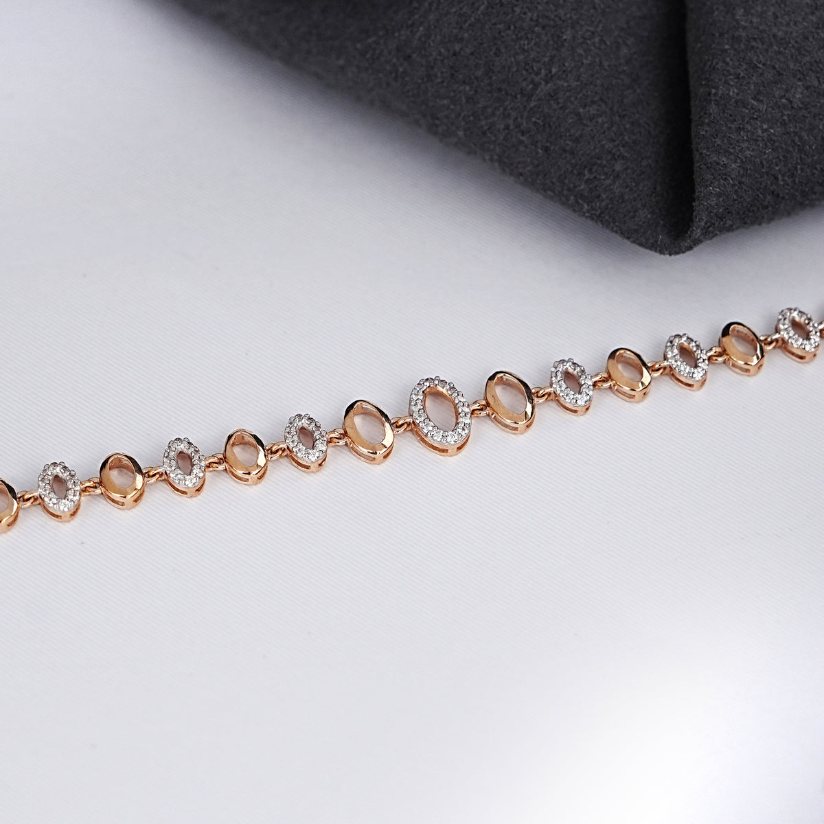 9k rose gold bracelet with cz stones