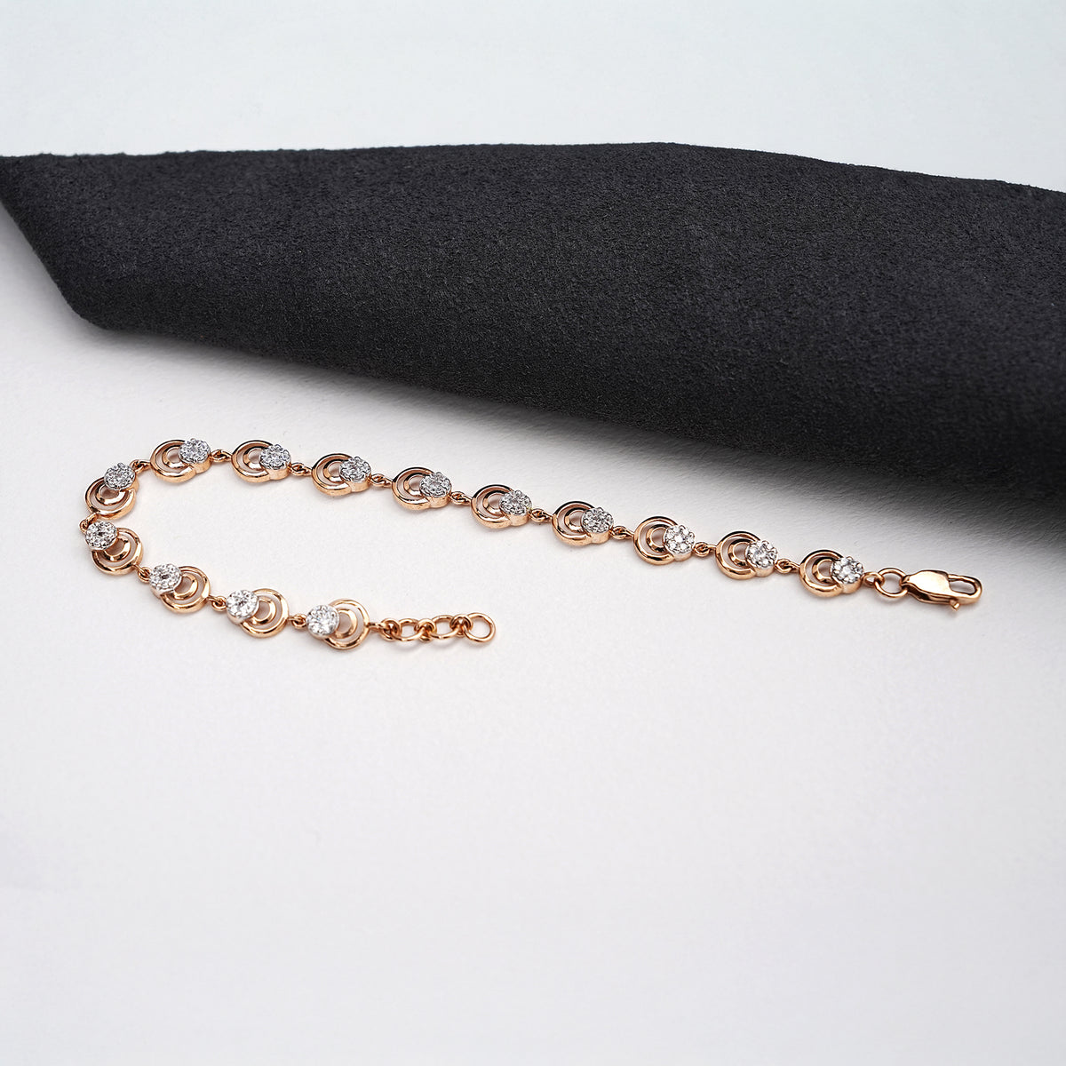 9k rose gold bracelet with cz stones