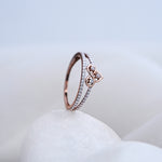 Load image into Gallery viewer, 14K Rose Gold Infinity Ring with CZ Stones