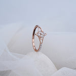 Load image into Gallery viewer, 14K Rose Gold Floral Ring with CZ Stones