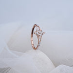 Load image into Gallery viewer, 14K Rose Gold Floral Ring with CZ Stones Caia