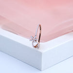 Load image into Gallery viewer, 14K Rose Gold Floral Ring with CZ Stones Caia