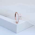Load image into Gallery viewer, 14K Rose Gold Floral Ring with CZ Stones