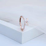 Load image into Gallery viewer, 14K Rose Gold Floral Ring with CZ Stones Caia