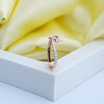 Load image into Gallery viewer, 14K Rose Gold Floral Ring with CZ Stones