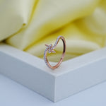 Load image into Gallery viewer, 14K Rose Gold Floral Ring with CZ Stones