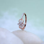 Load image into Gallery viewer, 9K Rose Gold Floral Ring with CZ Stones