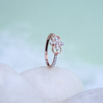 Load image into Gallery viewer, 9K Rose Gold Floral Ring with CZ Stones