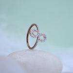 Load image into Gallery viewer, 9K Rose Gold Infinity Ring with CZ Stones