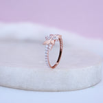 Load image into Gallery viewer, 9K Rose Gold Floral Ring with CZ Stones