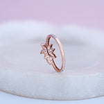 Load image into Gallery viewer, 9K Rose Gold Floral Ring with CZ Stones