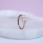 Load image into Gallery viewer, 9K Rose Gold Floral Ring with CZ Stones