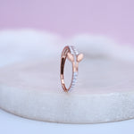 Load image into Gallery viewer, 9K Rose Gold Leaf Ring with CZ Stones