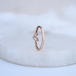 Load image into Gallery viewer, 9K Rose Gold Leaf Ring with CZ Stones