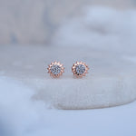 Load image into Gallery viewer, 9K Rose Gold Stud Earrings with CZ Stones for Office wear, Daily Wear