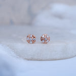 Load image into Gallery viewer, 9K Rose Gold Stud Earrings with CZ Stones for Office wear, Daily Wear