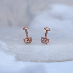 Load image into Gallery viewer, 9K Rose Gold Stud Earrings with CZ Stones for Office wear, Daily Wear