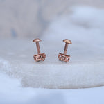 Load image into Gallery viewer, 9K Rose Gold Stud Earrings with CZ Stones for Office wear, Daily Wear Caia