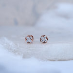 Load image into Gallery viewer, 9K Rose Gold Stud Earrings with CZ Stones for Office wear, Daily Wear