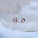 Load image into Gallery viewer, 9K Rose Gold Stud Earrings with CZ Stones for Office wear, Daily Wear Caia