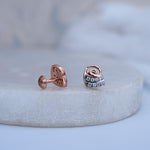 Load image into Gallery viewer, 9K Rose Gold Stud Earrings with CZ Stones for Office wear, Daily Wear