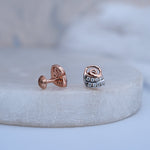 Load image into Gallery viewer, 9K Rose Gold Stud Earrings with CZ Stones for Office wear, Daily Wear Caia