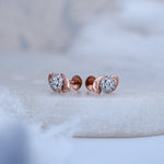 Load image into Gallery viewer, 9K Rose Gold Stud Earrings with CZ Stones for Office wear, Daily Wear Caia