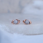 Load image into Gallery viewer, 9K Rose Gold Stud Earrings with CZ Stones for Office wear, Daily Wear