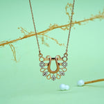 Load image into Gallery viewer, 14K Rose Gold Pendant Necklace with CZ Stones