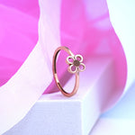 Load image into Gallery viewer, 14K Rose Gold Floral Ring with Colour Stone Caia