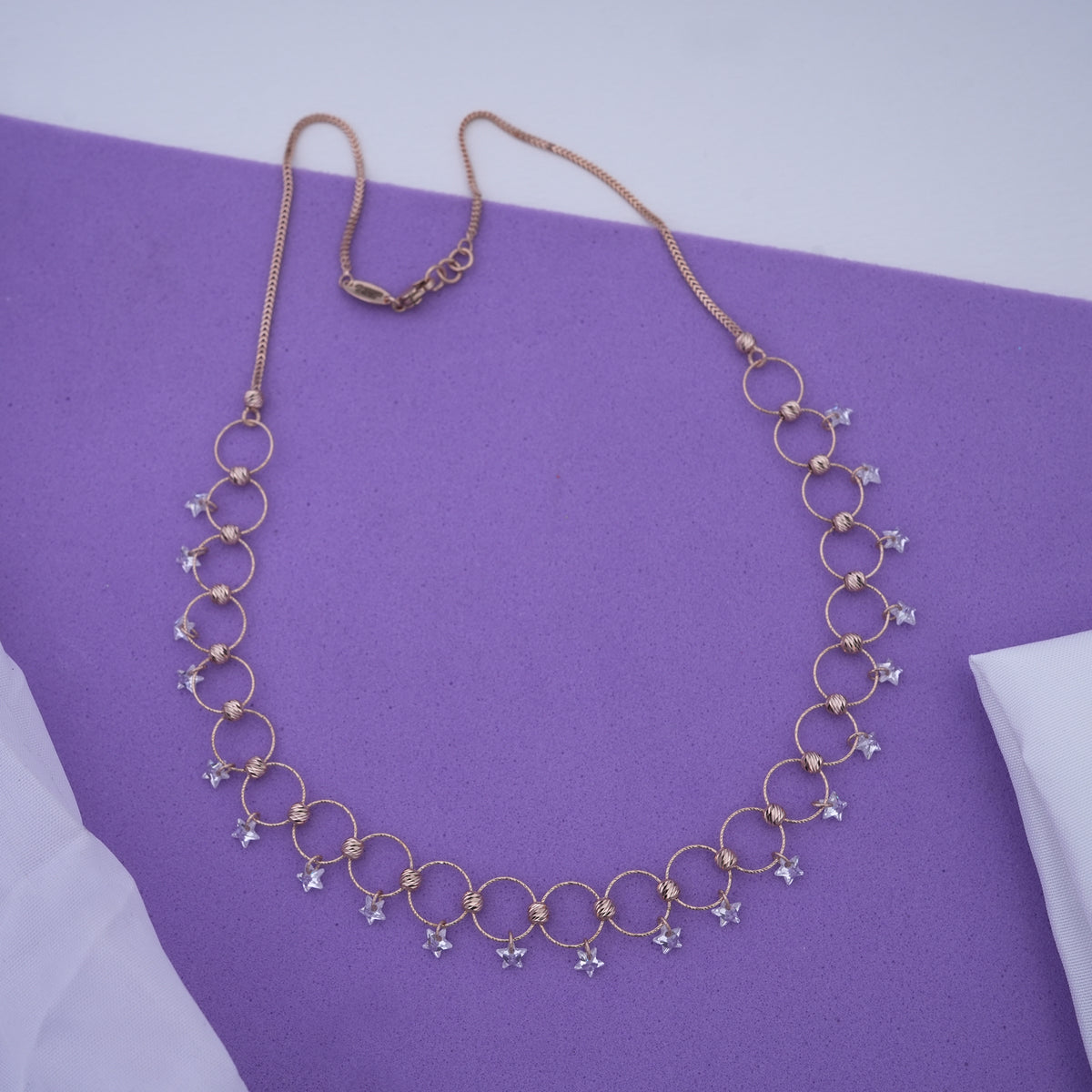 18k gold necklace with cz stones