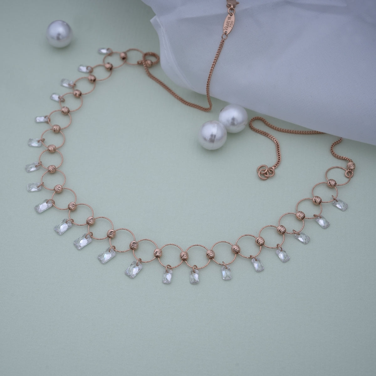 18k gold necklace with cz stones