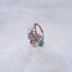 Load image into Gallery viewer, 18K Gold Ring with Multicolor CZ Stones