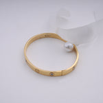 Load image into Gallery viewer, 18K Gold Bangle with CZ Stones