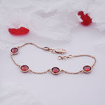Load image into Gallery viewer, 18K Gold Bracelet with Red Stones