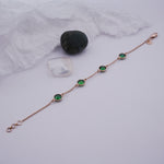 Load image into Gallery viewer, 18K Gold Bracelet with Green Stones