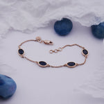 Load image into Gallery viewer, 18K Gold Bracelet with Solid Navy Blue Stones Caia