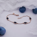 Load image into Gallery viewer, 18K Gold Bracelet with Solid Navy Blue Stones