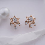 Load image into Gallery viewer, 18K Gold Star Shape Stud Earrings with CZ Stones