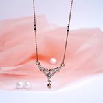 Load image into Gallery viewer, 9K Gold Black Bead Necklace with CZ Stones for Daily wear, office wear