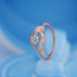 Load image into Gallery viewer, 9K Rose Gold Floral Ring with CZ Stone