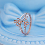 Load image into Gallery viewer, 9K Rose Gold Floral Ring with CZ Stone