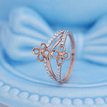 Load image into Gallery viewer, 9K Rose Gold Floral Ring with CZ Stone Caia