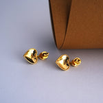 Load image into Gallery viewer, 9K Gold Heart Stud Earrings for Daily Wear, Office Wear Caia