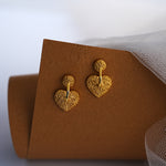 Load image into Gallery viewer, 9K Gold Heart Stud Earrings for Daily Wear, Office Wear