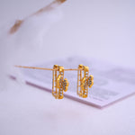 Load image into Gallery viewer, 9K Gold Hoop Earrings with CZ Stones Caia