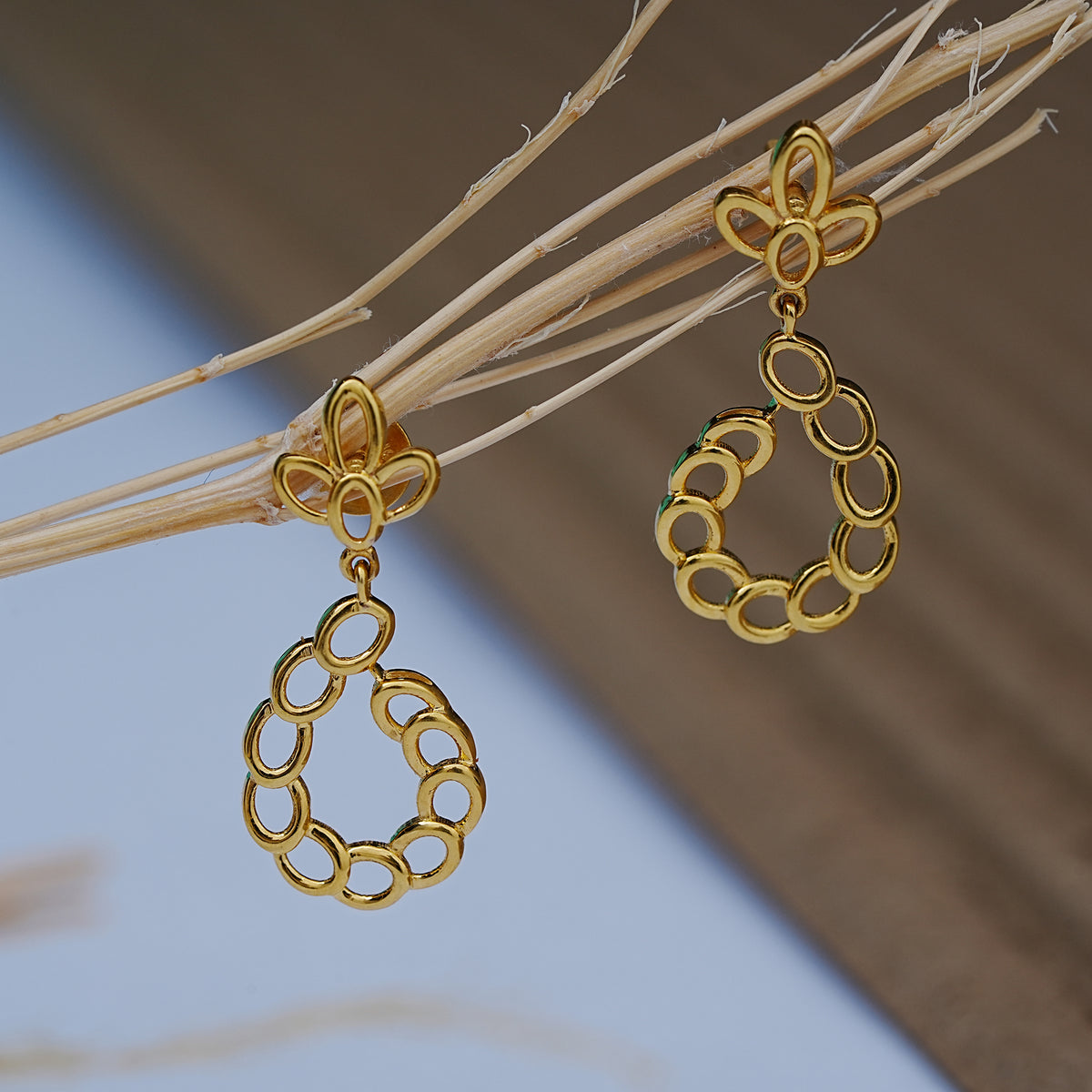 9k gold drop earrings for office wear