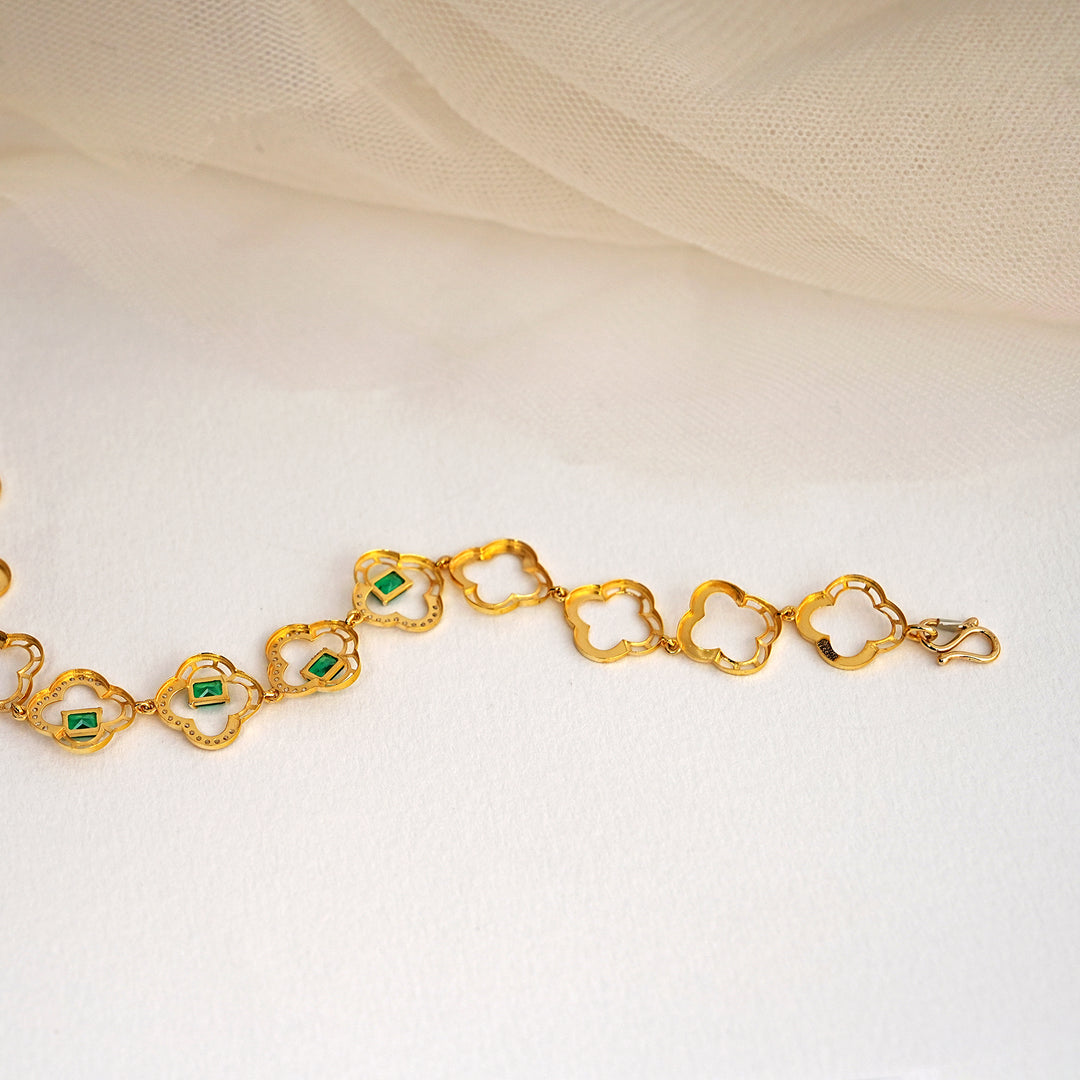 9K Gold Bracelet with Multicolour Stones