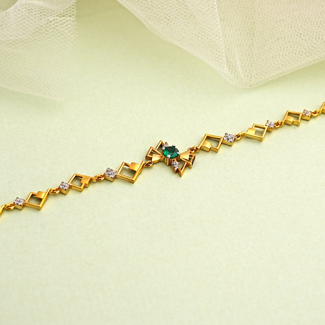 9K Gold Bracelet with Multicolour Stones