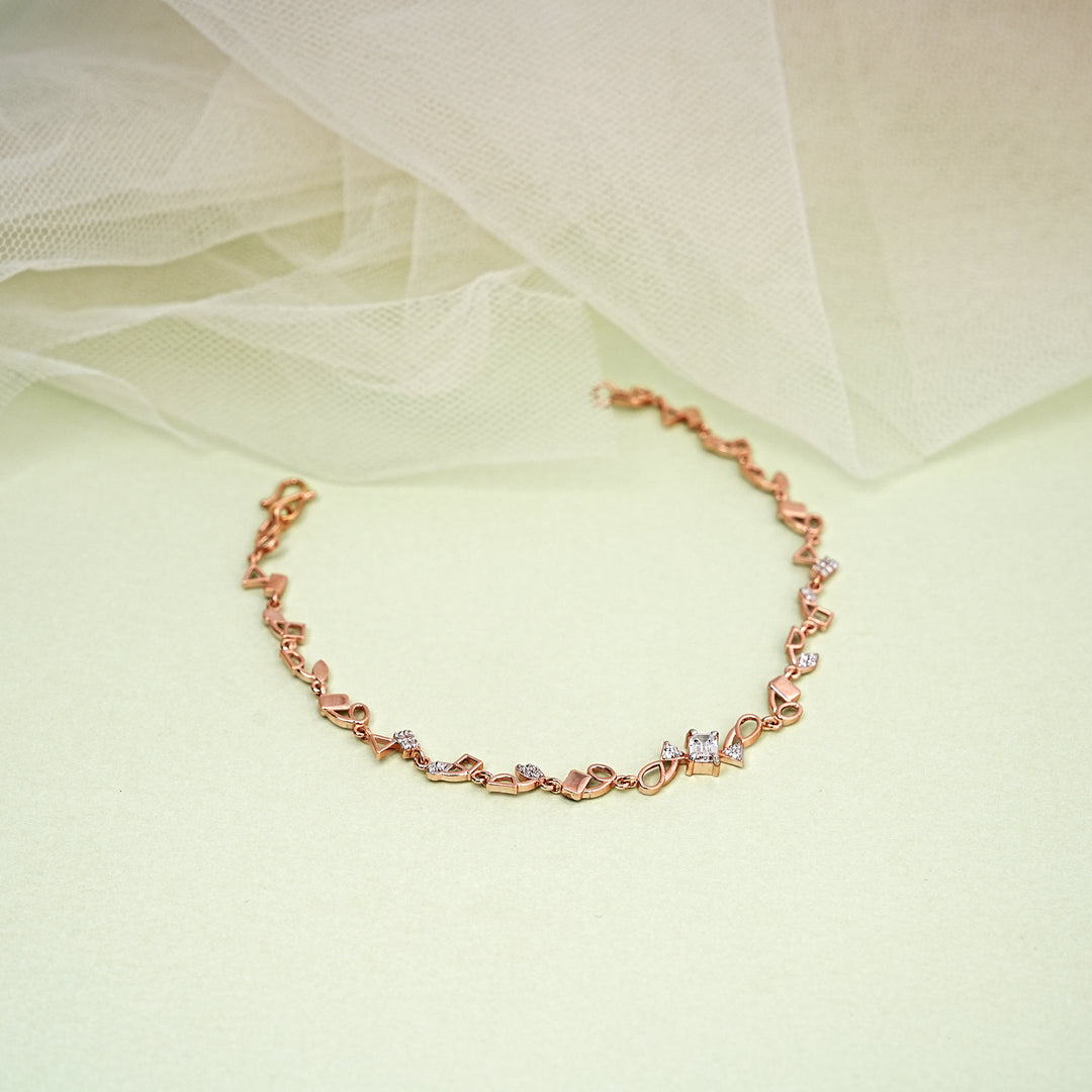 9K Rose Gold Bracelet with CZ Stones